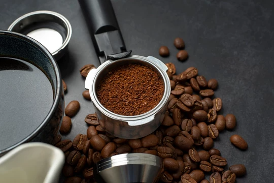ES coffee beans and water